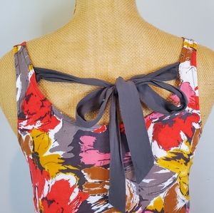 Gray/Pink/Red/Yellow Floral Tied-Back Tank - Old Navy - XS